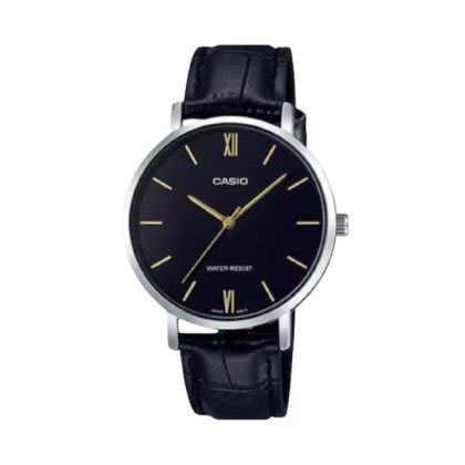 Casio General LTP-VT01L-1B Black Leather Band Women Watch